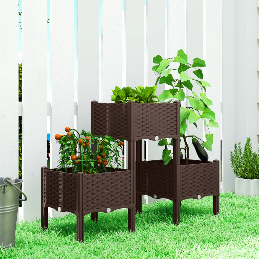 Self-Watering Planter - Kotak Tanaman Tinggi Berbahan Plastik dengan